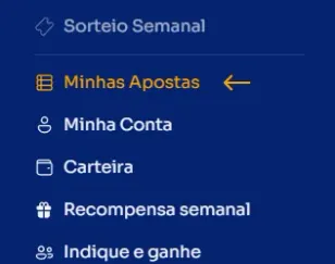 Link no menu para a página de apostas.