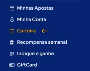 Link no menu para ir para a página da carteira.
