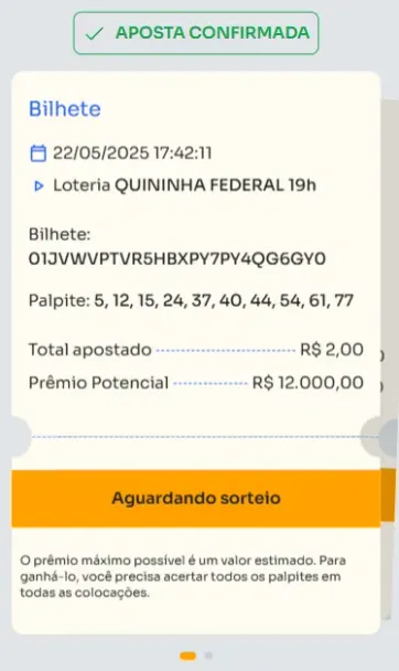 Bilhete de aposta feita na Quininha.