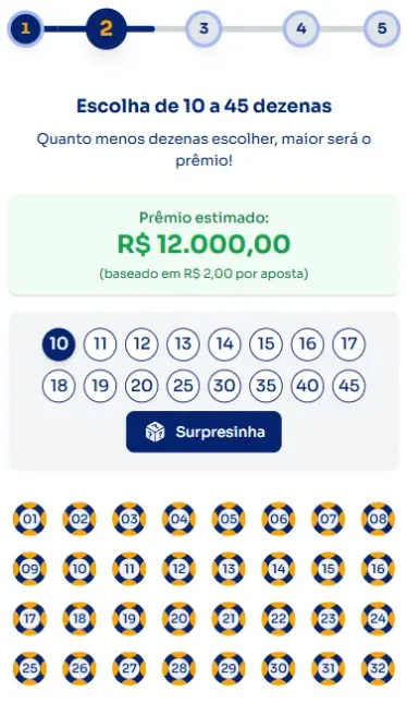 Seção números para jogar na Quininha.