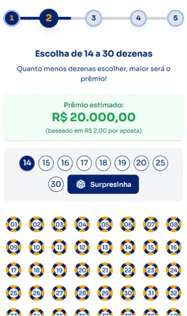 Seção números para jogar na Seninha.