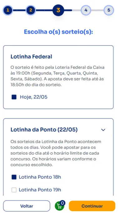 Seção loterias para jogar na Lotinha.
