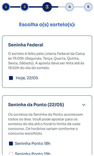 Seção loterias para jogar na Seninha.