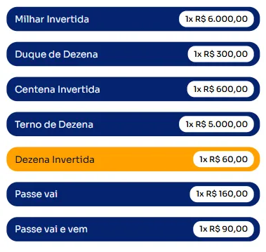 Seção modos para jogar na Dezena Invertida.