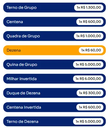 Seção modos para jogar na Dezena.