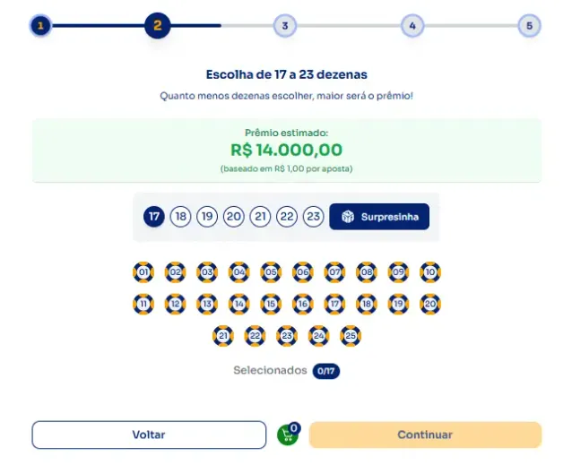 Seção números para jogar na Lotinha.