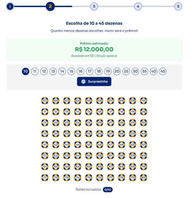 Seção números para jogar na Quininha.