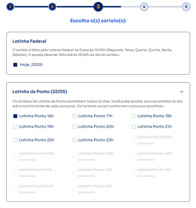 Seção loterias para jogar na Lotinha.