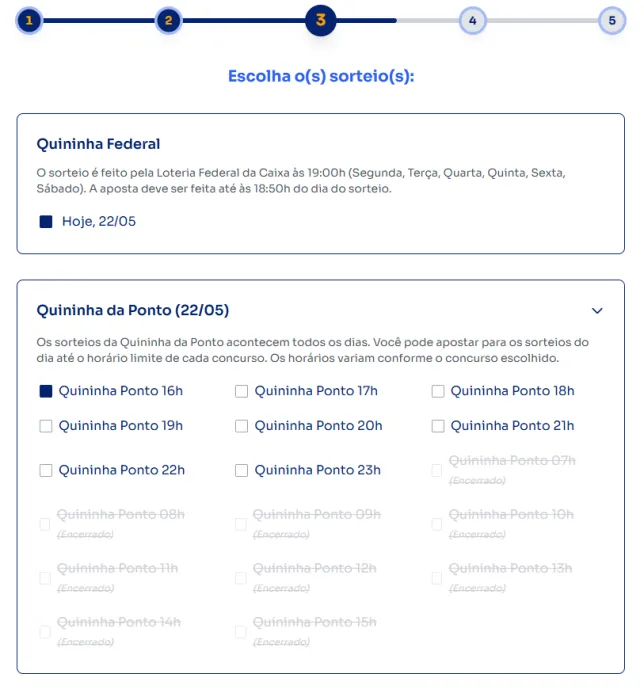 Seção loterias para jogar na Quininha.