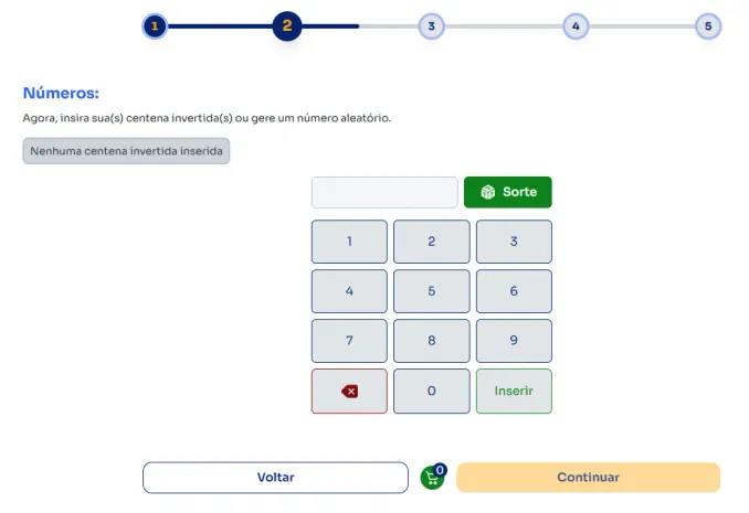 Seção números para jogar na Centena Invertida.