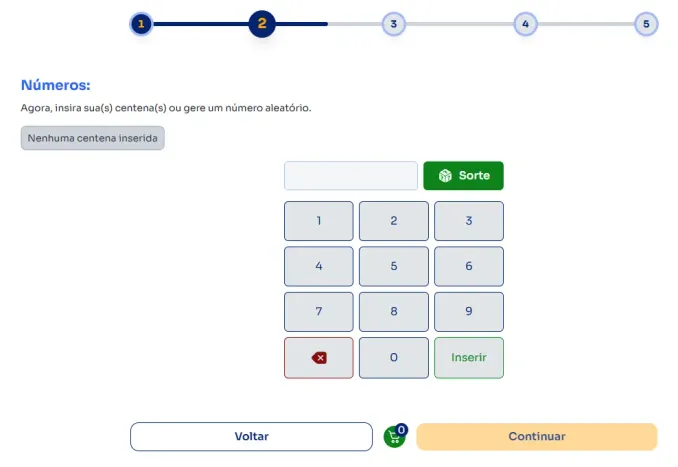 Seção números para jogar na Centena.