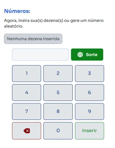 Seção números para jogar na Dezena.