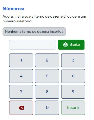 Seção números para jogar na Terno de Dezena.