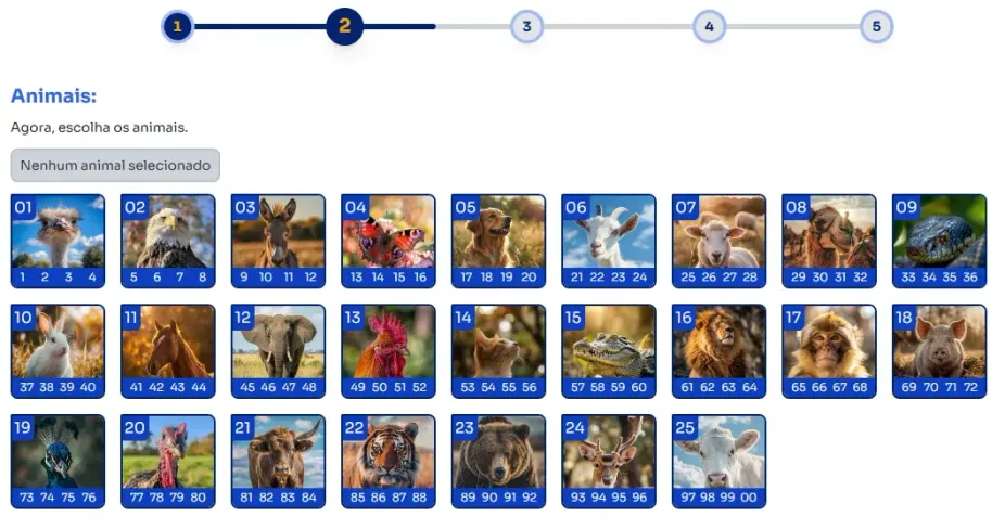 Seção de animais para jogar no Passe vai e vem